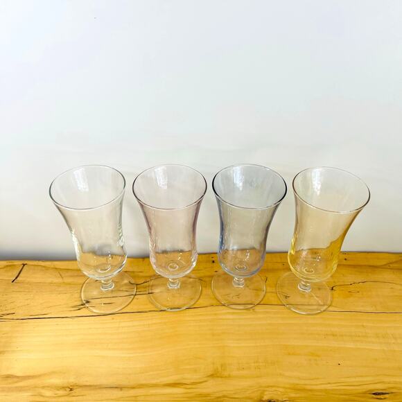 Vtg 60s Iridescent Parfait Glasses Cordial Liqueur Hand Blown Stem France - Picture 5 of 7